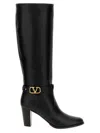 Valentino Vlogo Signature 75 Leather Knee-high Boot In Black