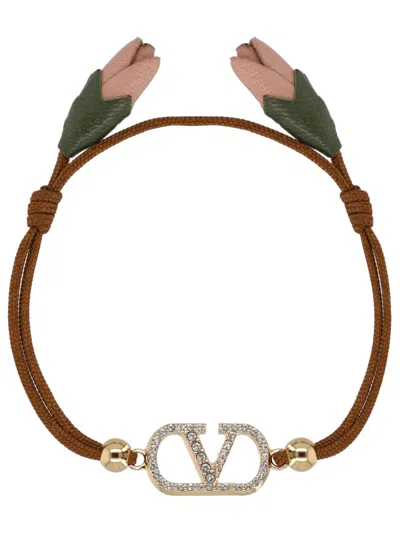 Valentino Garavani Vlogo Bracelet In Brown