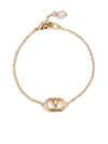Valentino Adjustable Chain Link Bracelet With Pearl Detail In Gold