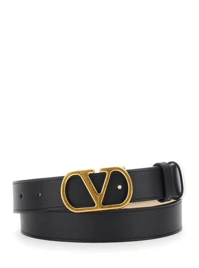 Valentino Garavani Vlogo Buckle Belt In Black