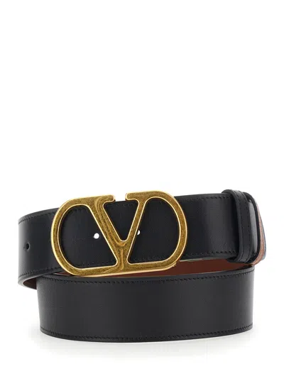 Valentino Garavani Vlogo Buckle Belt In Black