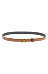 Valentino Garavani Vlogo Buckle Reversible Leather Belt In 11j Selleria-nero/nero
