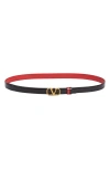 Valentino Garavani Vlogo Buckle Reversible Leather Belt In Nero/rouge