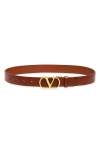 Valentino Garavani Vlogo Buckle Signature Leather Belt In Brown