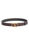 Valentino Garavani Vlogo Buckle Signature Leather Belt In Rel Oak Brown