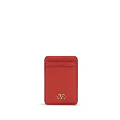 Valentino Garavani Vlogo Card Case In Red