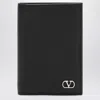 Valentino Garavani  Garavani Vlogo Signature Grainy Calfskin Bi-fold Wallet In Black