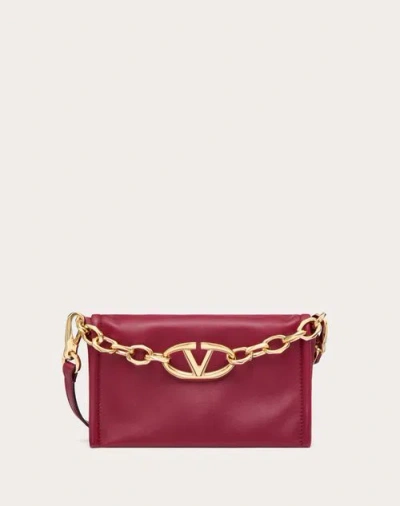 Valentino Garavani Vlogo Chain Clutch Bag In Nappa Leather With Chain Woman Dark Red Uni In Burgundy