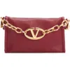 Valentino Garavani Vlogo Chain Leather Clutch Bag In Red