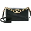 Valentino Garavani Vlogo Chain Lambskin Crossbody Bag In Nero