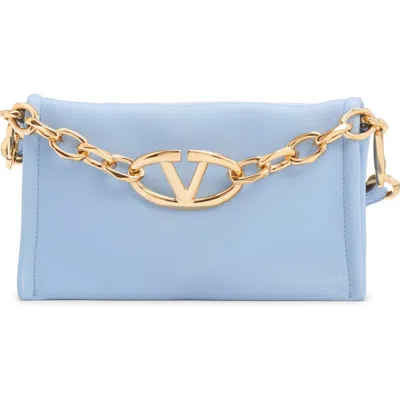 Valentino Garavani Vlogo Chain Lambskin Crossbody Bag In Popeline Blue