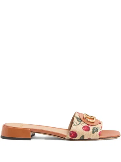 VALENTINO GARAVANI VALENTINO GARAVANI VLOGO CHERRIFIQUE SLIDES WITH CHERRY PRINT AND BLOCK HEEL