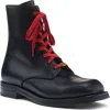 Valentino Calfskin Ankle Boots With Double Laces In Black