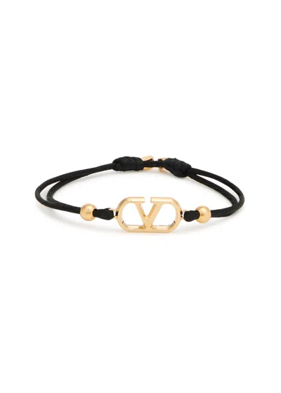 Valentino Garavani Vlogo Cord Bracelet In Black