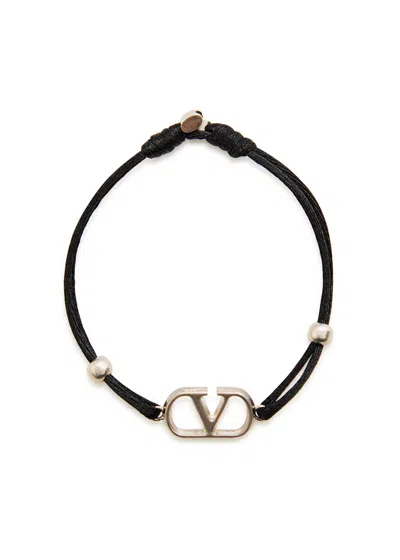 Valentino Garavani Vlogo Cord Bracelet In Black