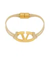 Valentino Garavani Vlogo Cotton Bracelet In Beige
