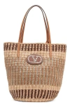 Valentino Vlogo Woven Raffia Basket Bag