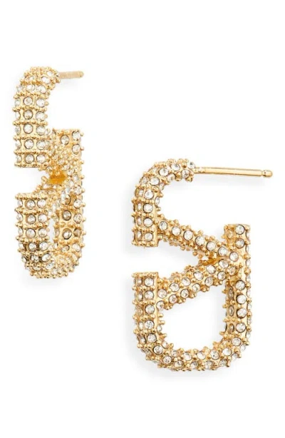 Valentino Garavani Vlogo Crystal Drop Earrings In Oro 18/crystal Silver Shade