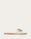 Valentino Vlogo Signature Flat Leather Sandals In アイボリー/アンティークブラス