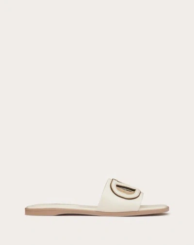VALENTINO GARAVANI VALENTINO GARAVANI VLOGO CUT-OUT CALFSKIN SLIDE SANDAL WOMAN IVORY/ANTIQUE BRASS 41