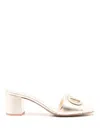 Valentino Garavani Vlogo Cut-out Leather Mules In Neutral
