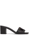 Valentino Garavani Women Vlogo Cut-out Leather Mules In Black