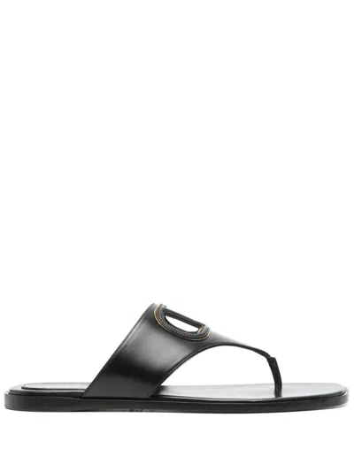 Valentino Garavani Vlogo Cut-out Leather Sandals In Black