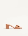 Valentino Garavani Vlogo Cut-out Slide Sandal In Calfskin 60mm Woman Beige 41 In Burgundy