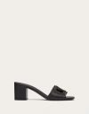 Valentino Garavani Vlogo Cut-out Slide Sandal In Calfskin 60mm Woman Black/antique Brass 40.5 In Black