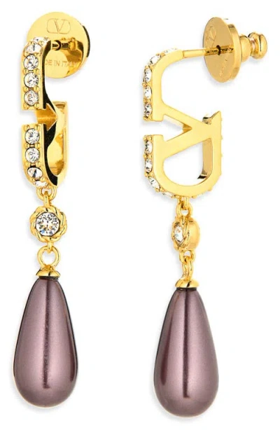 Valentino Garavani Vlogo Drop Earrings In Gold