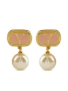 Valentino Pearl Embellished Gold-tone Earrings Collection In Gold