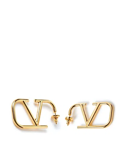 Valentino Garavani Vlogo Signature Crystal Logo Earrings Pair In Metallic