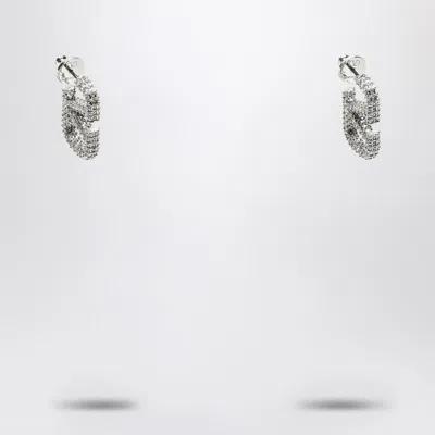 Valentino Garavani Vlogo Earrings With Silver Crystals Women In Gray