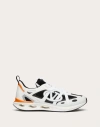 Valentino Garavani Vlogo Easyjog Low-top Sneaker In Calfskin And Fabric In Black/white/pastel Grey/orange