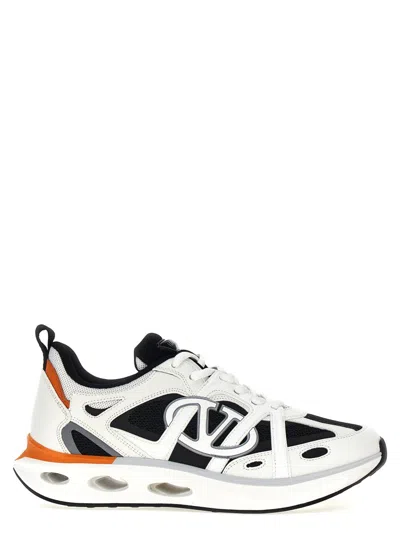 Valentino Garavani Two-tone Leather V-logo Low-top Sneakers In Multi