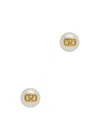 Valentino Garavani Golden Pearl Earrings With Signature Vlogo In White