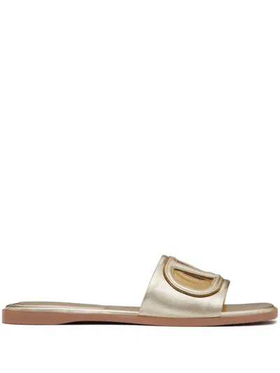 Valentino Garavani Golden Logo-strap Flats