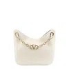 Valentino Garavani Vlogo Gate Grained Leather Hobo Bag In White
