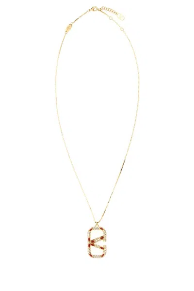 Valentino Garavani Vlogo Gold Metal Mini Necklace For Women