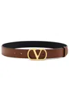 Valentino Vlogo Signature Leather Belt In Caramel