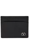 Valentino Garavani  Vlogo Signature Black Calfskin Cardholder In Black