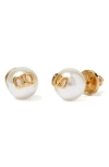 Valentino Garavani Vlogo Imitation Pearl Stud Earrings In Multi