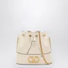 Valentino Garavani Mini Bucket Bag In Nappa With Vlogo Signature Chain Woman Light Ivory Uni In White