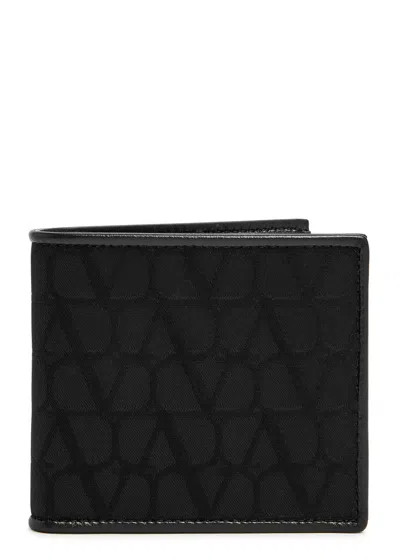 Valentino Garavani Vlogo-jacquard Canvas Wallet In Black