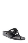 Valentino Garavani Vlogo Jelly Wedge Flip Flop In Nero/nero
