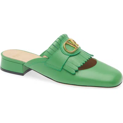 Valentino Garavani Vlogo Kiltie Loafer Mule In Green