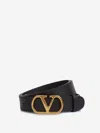 Valentino Garavani Vlogo Leather Belt In Black