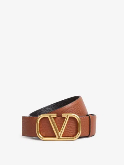 Valentino Garavani Vlogo Leather Belt In Brown