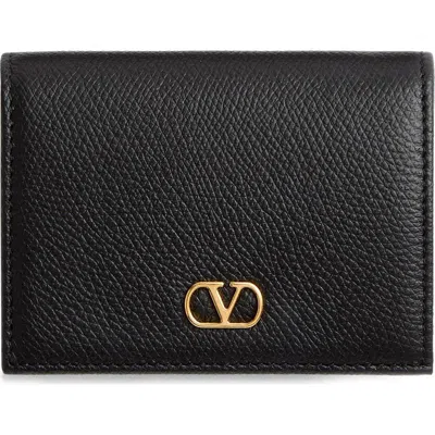 Valentino Garavani Vlogo Leather Bifold French Wallet In Black