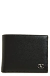 Valentino Garavani Vlogo Leather Bifold Wallet In Black